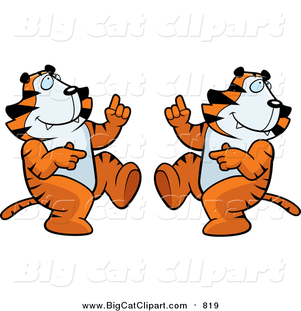 Big Cat Cartoon Vector Clipart of a Dancing Tiger Couple