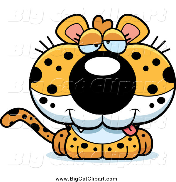 Big Cat Cartoon Vector Clipart of a Drunk Leopard Cub