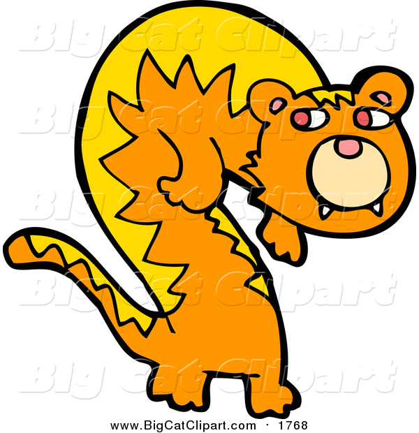 Big Cat Cartoon Vector Clipart of a Ginger Cat or Tiger