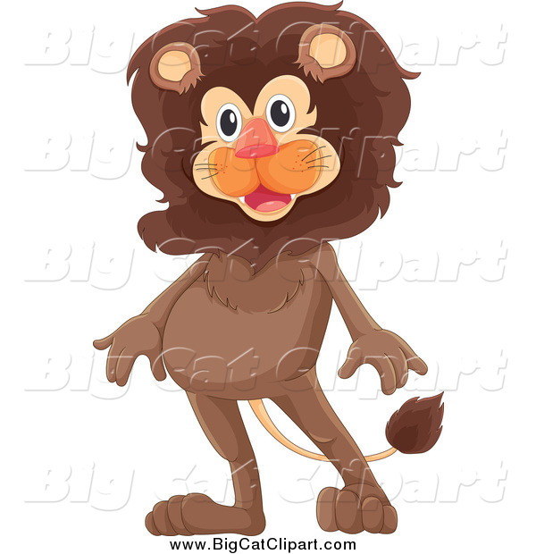 Big Cat Cartoon Vector Clipart of a Happy Brown Lion Standing