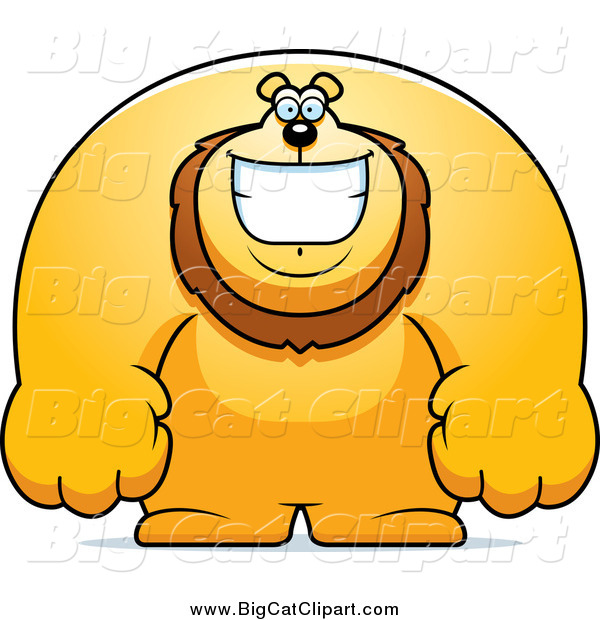 Big Cat Cartoon Vector Clipart of a Happy Buff Lion Grinning