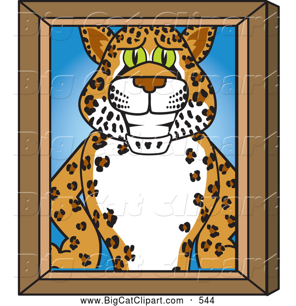 Big Cat Cartoon Vector Clipart of a Happy Cheetah, Jaguar or Leopard Character School Mascot Portrait