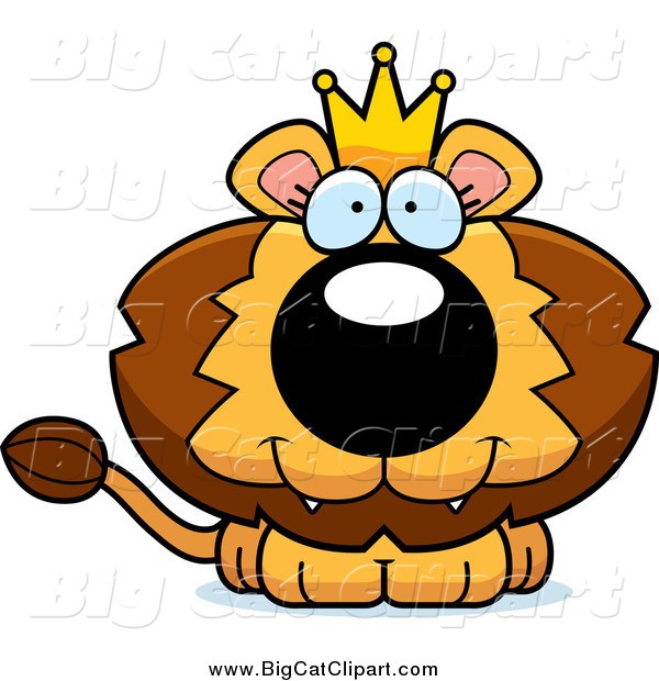 Big Cat Cartoon Vector Clipart of a Happy King Lion Cub