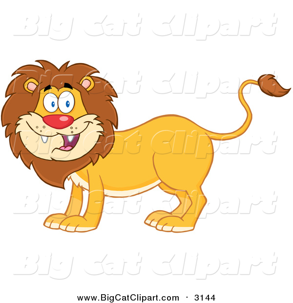 Big Cat Cartoon Vector Clipart of a Happy Male Lion Smiling