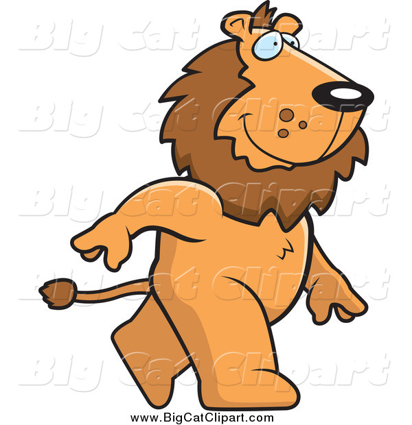Big Cat Cartoon Vector Clipart of a Happy Male Lion Walking Upright