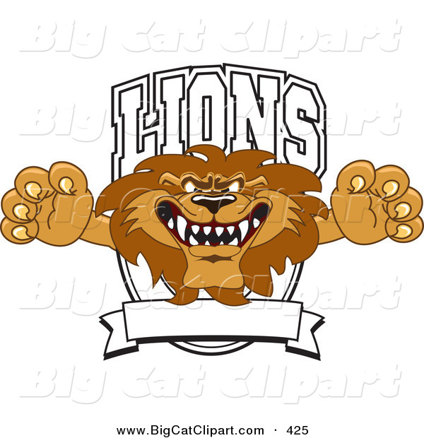 Big Cat Cartoon Vector Clipart of a Lion Character Mascot Logo Growling