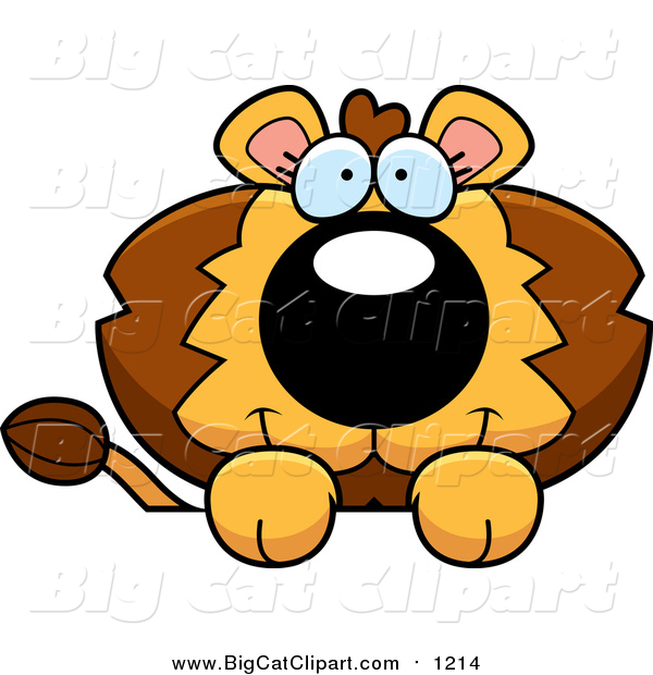 Big Cat Cartoon Vector Clipart of a Lion over a Surface