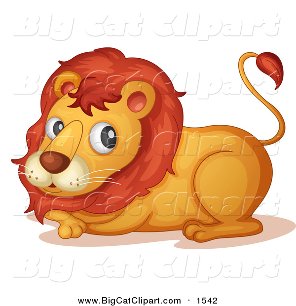 Big Cat Cartoon Vector Clipart of a Lion Resting