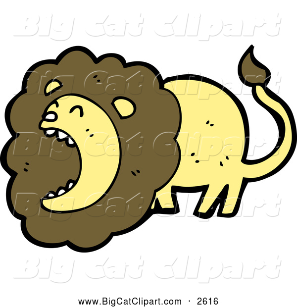 Big Cat Cartoon Vector Clipart of a Lion Roaring