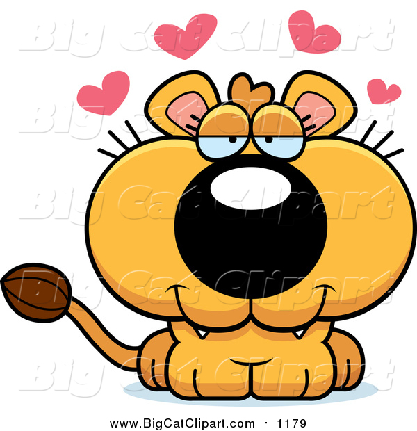 Big Cat Cartoon Vector Clipart of a Loving Lioness