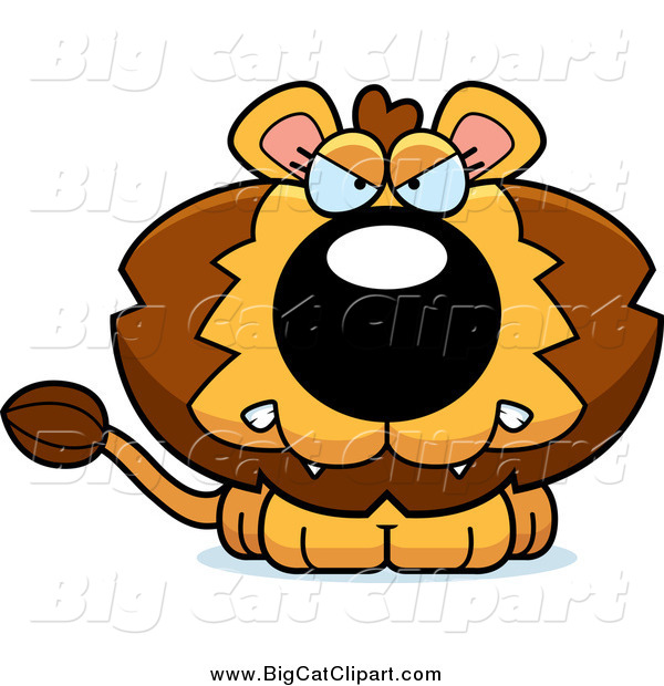 Big Cat Cartoon Vector Clipart of a Mad Lion