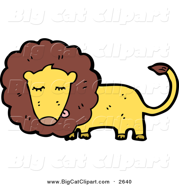 Big Cat Cartoon Vector Clipart of a Male Lion