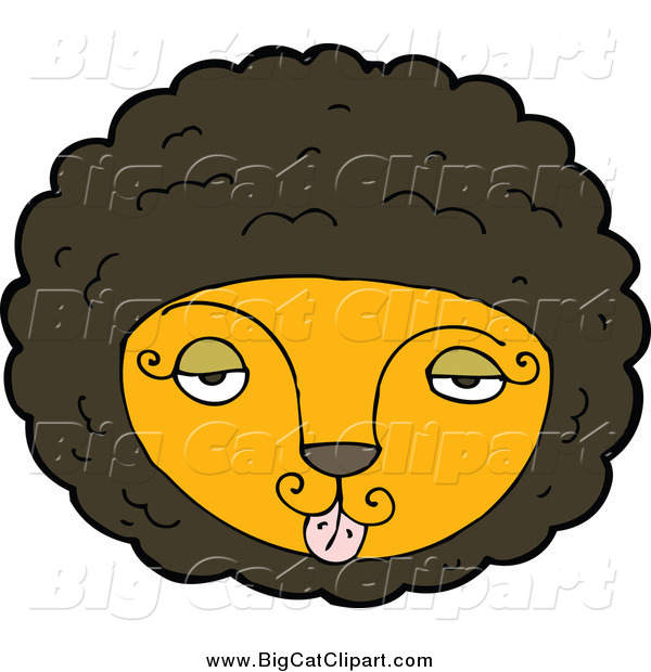 Big Cat Cartoon Vector Clipart of a Male Lion Face