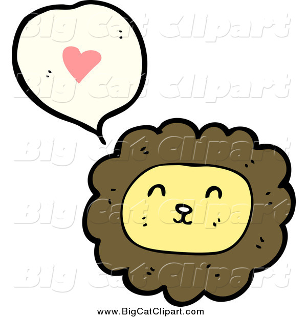 Big Cat Cartoon Vector Clipart of a Male Lion Thinking About Love