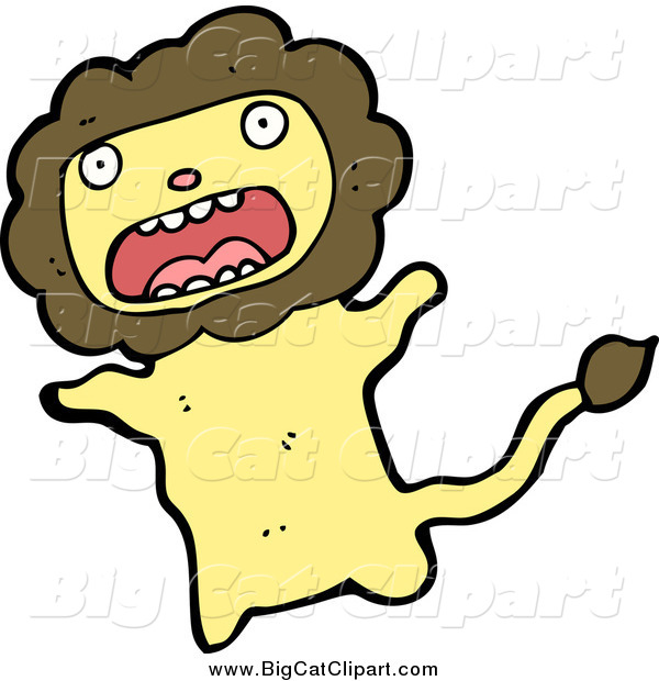 Big Cat Cartoon Vector Clipart of a Male Screaming Lion