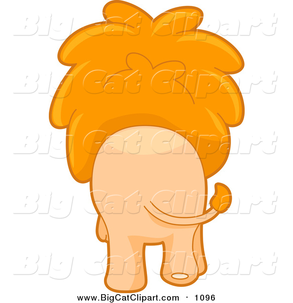 Big Cat Cartoon Vector Clipart of a Rear View of a Lion Walking Away