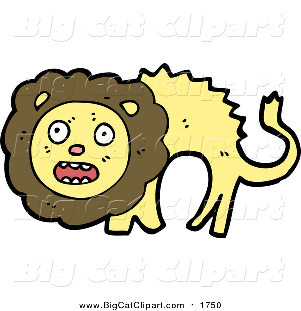 Big Cat Cartoon Vector Clipart of a Scared Lion Screaming
