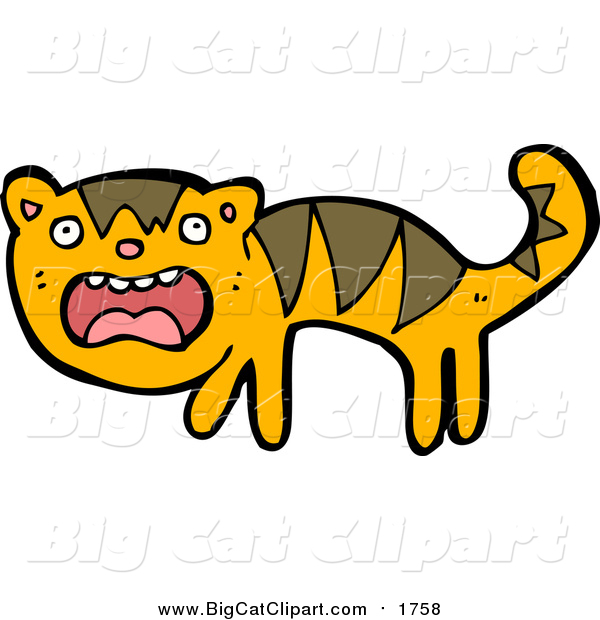 Big Cat Cartoon Vector Clipart of a Scared Tiger