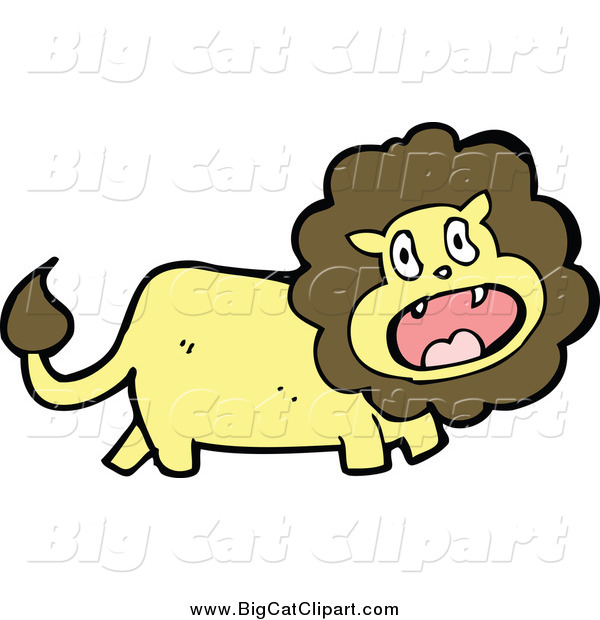 Big Cat Cartoon Vector Clipart of a Scared Yellow Lion