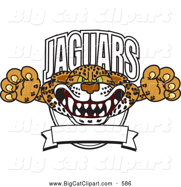 Big Cat Cartoon Vector Clipart of a Scary Jaguars Character School Mascot Logo