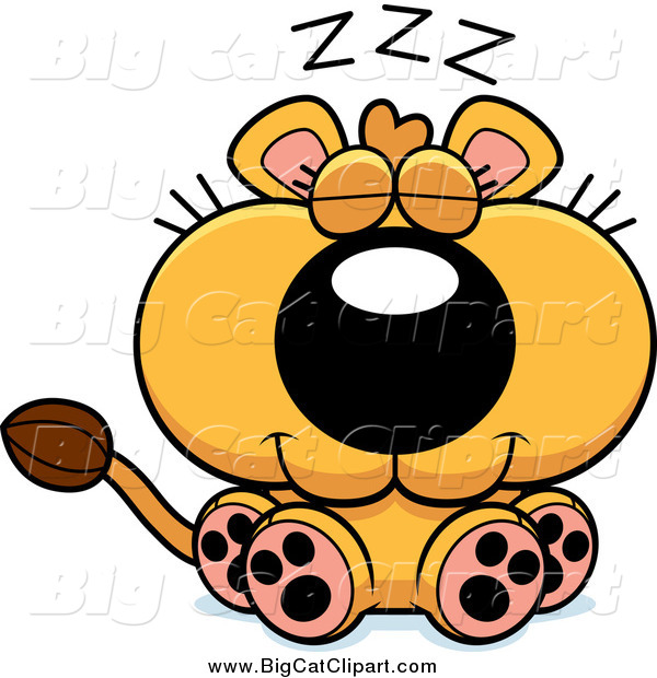 Big Cat Cartoon Vector Clipart of a Sleeping Lioness