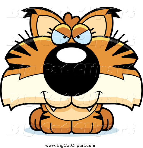 Big Cat Cartoon Vector Clipart of a Sly Bobcat Cub