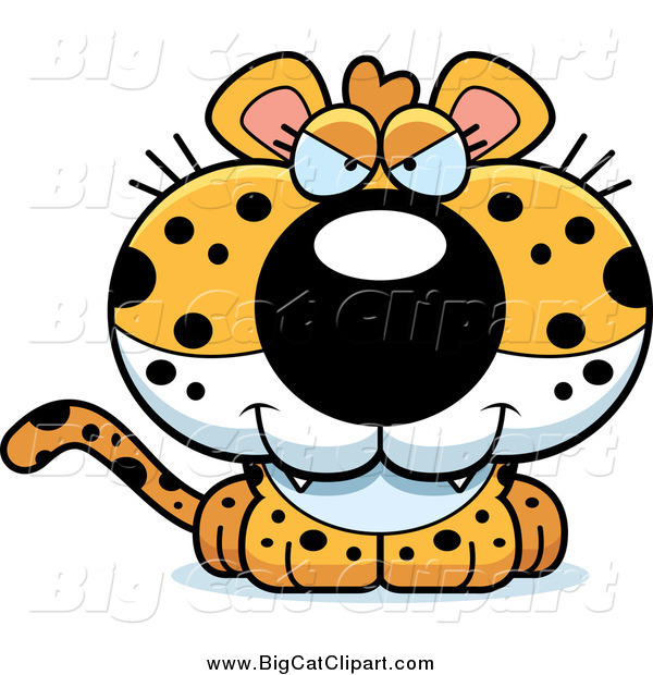 Big Cat Cartoon Vector Clipart of a Sly Leopard Cub