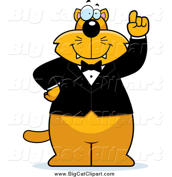 Big Cat Cartoon Vector Clipart of a Smart Ginger Cat Wearing a Tuxedo