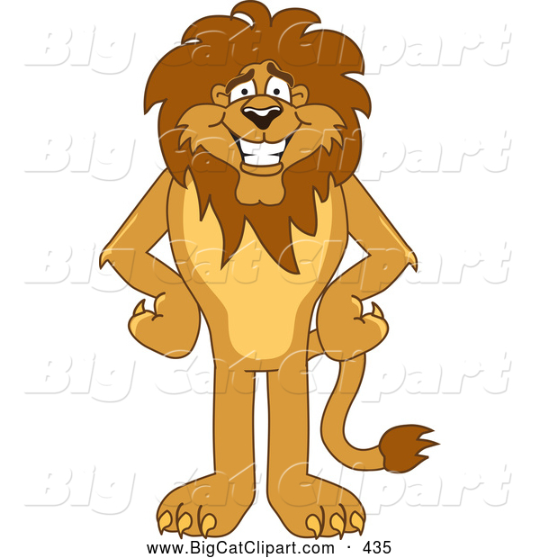 Big Cat Cartoon Vector Clipart of a Smiling Lion Character Mascot
