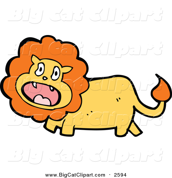 Big Cat Cartoon Vector Clipart of a Surprised Male Lion