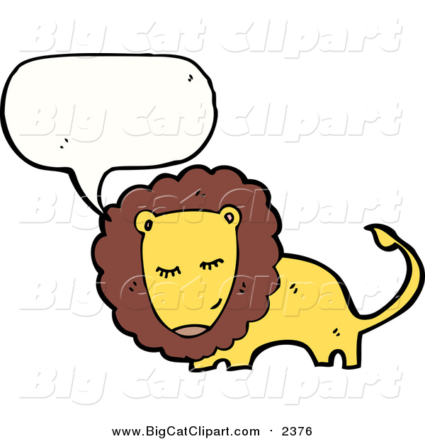 Big Cat Cartoon Vector Clipart of a Talking Bashful Male Lion