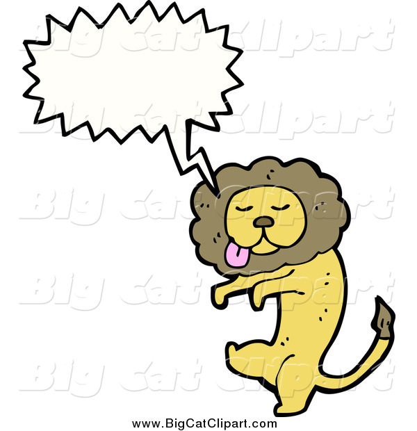 Big Cat Cartoon Vector Clipart of a Talking Goofy Lion