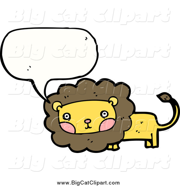 Big Cat Cartoon Vector Clipart of a Talking Lion with Blushing Cheeks