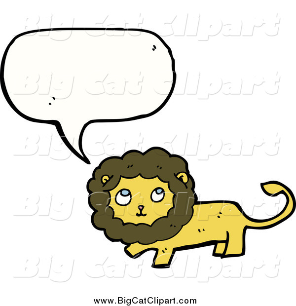Big Cat Cartoon Vector Clipart of a Talking Thinking Lion