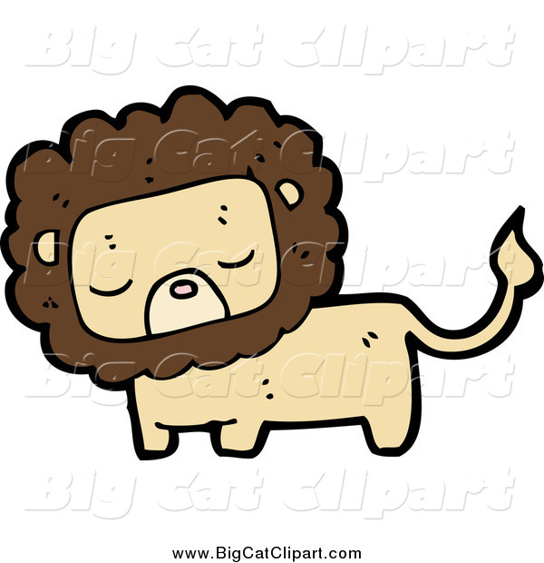 Big Cat Cartoon Vector Clipart of a Tan and Brown Lion