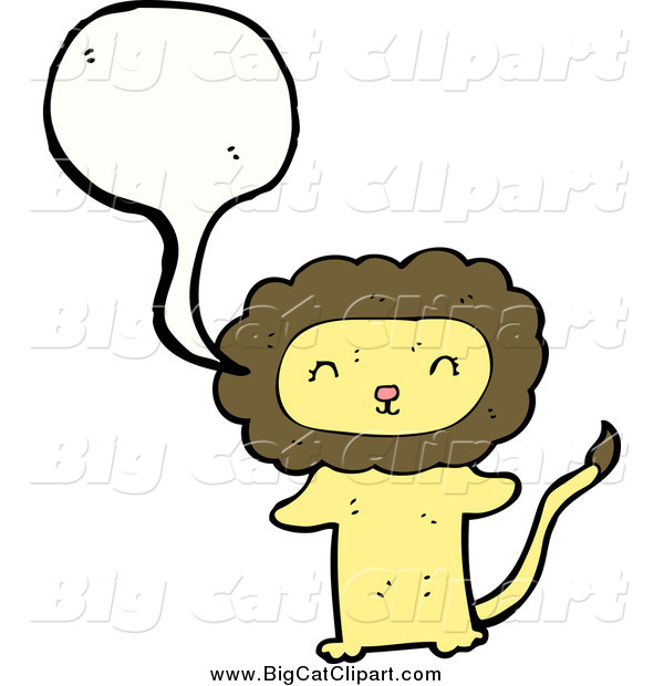 Big Cat Cartoon Vector Clipart of a Thinking Happy Lion