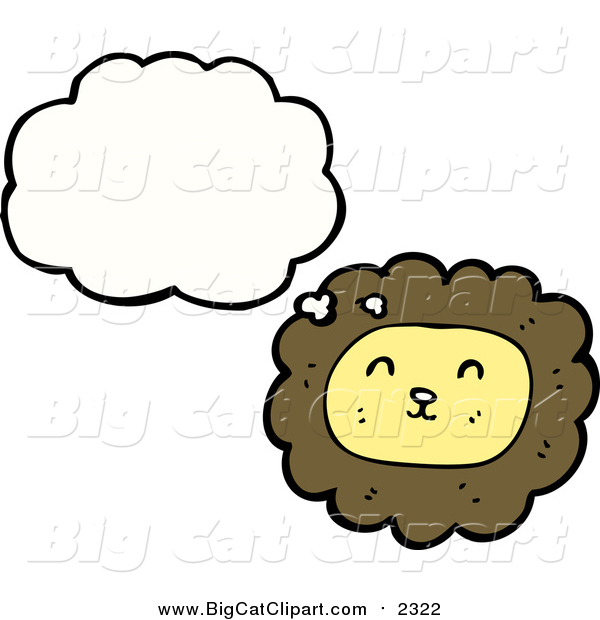 Big Cat Cartoon Vector Clipart of a Thinking Lion
