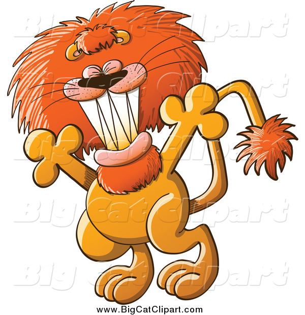 Big Cat Cartoon Vector Clipart of a Welcoming Lion with Open Arms