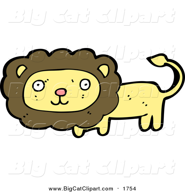 Big Cat Cartoon Vector Clipart of a Wild Lion in Brown and Yellow