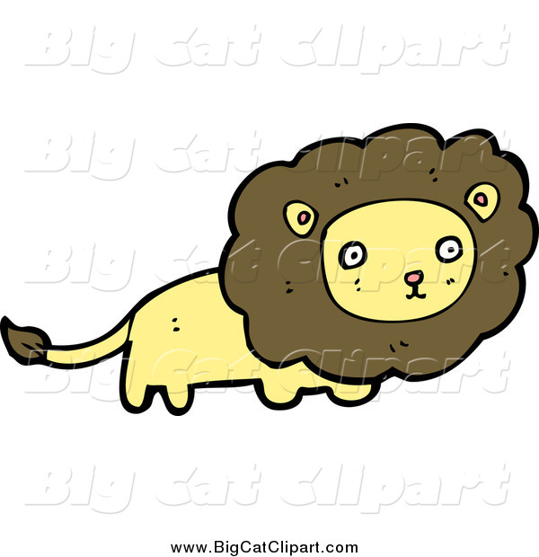 Big Cat Cartoon Vector Clipart of a Yellow Male Lion