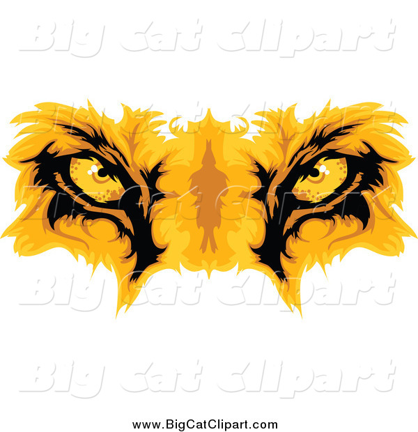 Big Cat Cartoon Vector Clipart of Gold Lion Eyes