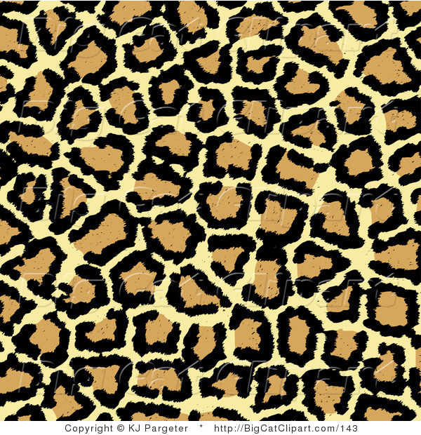 Big Cat Clipart of a Beige Tan and Black Leopard Spots Background
