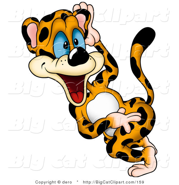 Big Cat Clipart of a Goofy Leopard Dancing