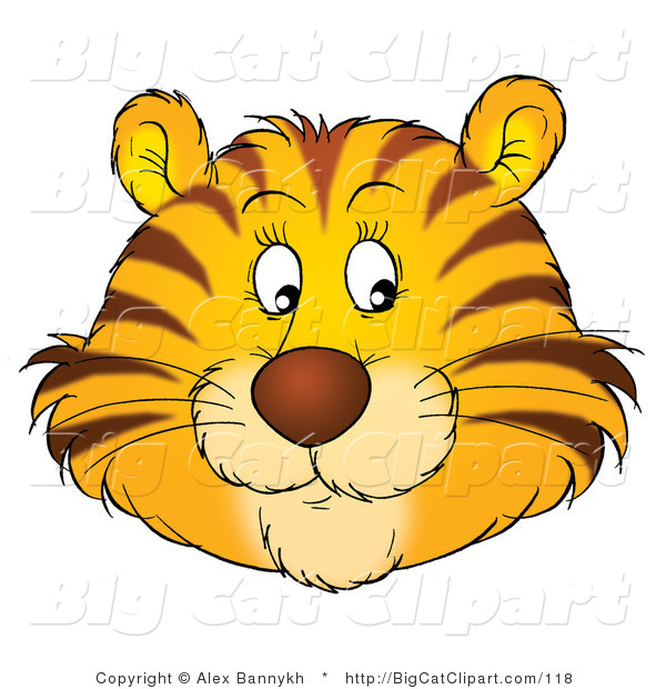 Big Cat Clipart of a Happy Tiger Face
