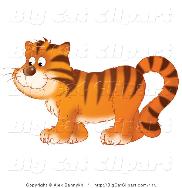 Big Cat Clipart of a Happy Tiger Walking