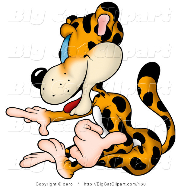 Big Cat Clipart of a Leopard Pointing