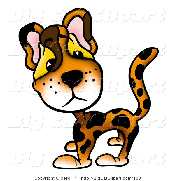 Big Cat Clipart of a Leopard with Big Eyes