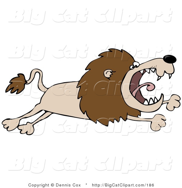 Big Cat Clipart of a Pissed off Lion Leaping
