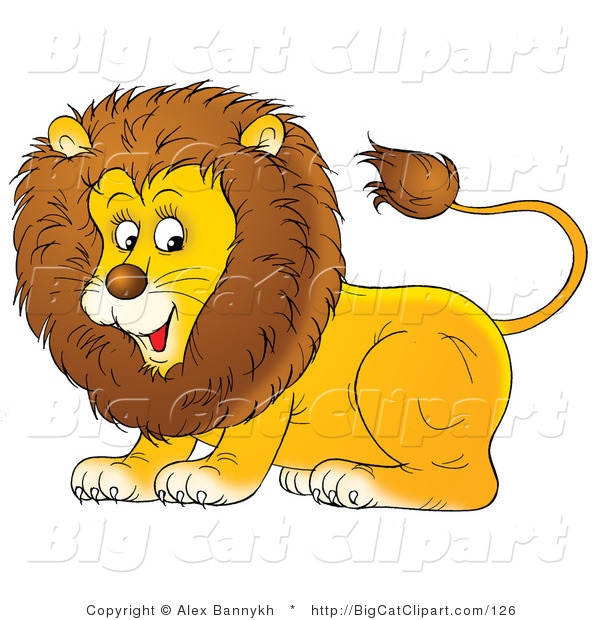 Big Cat Clipart of a Playful Young Lion