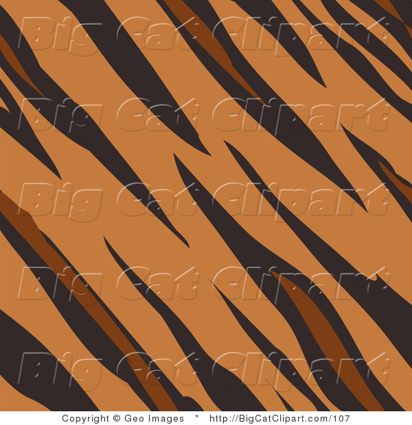 Big Cat Clipart of a Tan Brown and Black Tiger Stripes Print Background